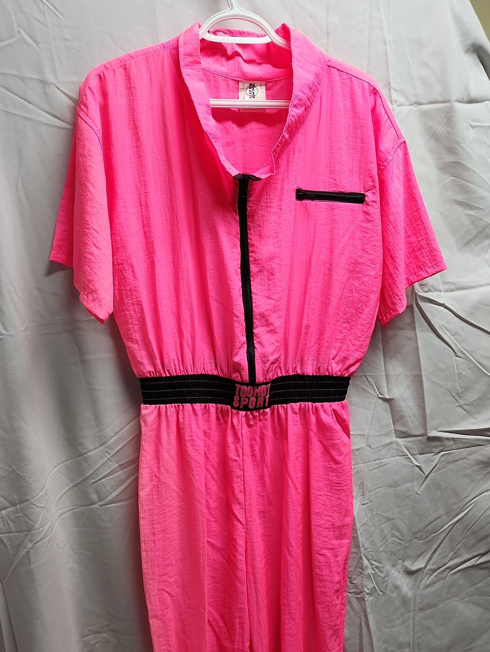 Neon Pink Full Length Jumpsuit with Elastic Waist